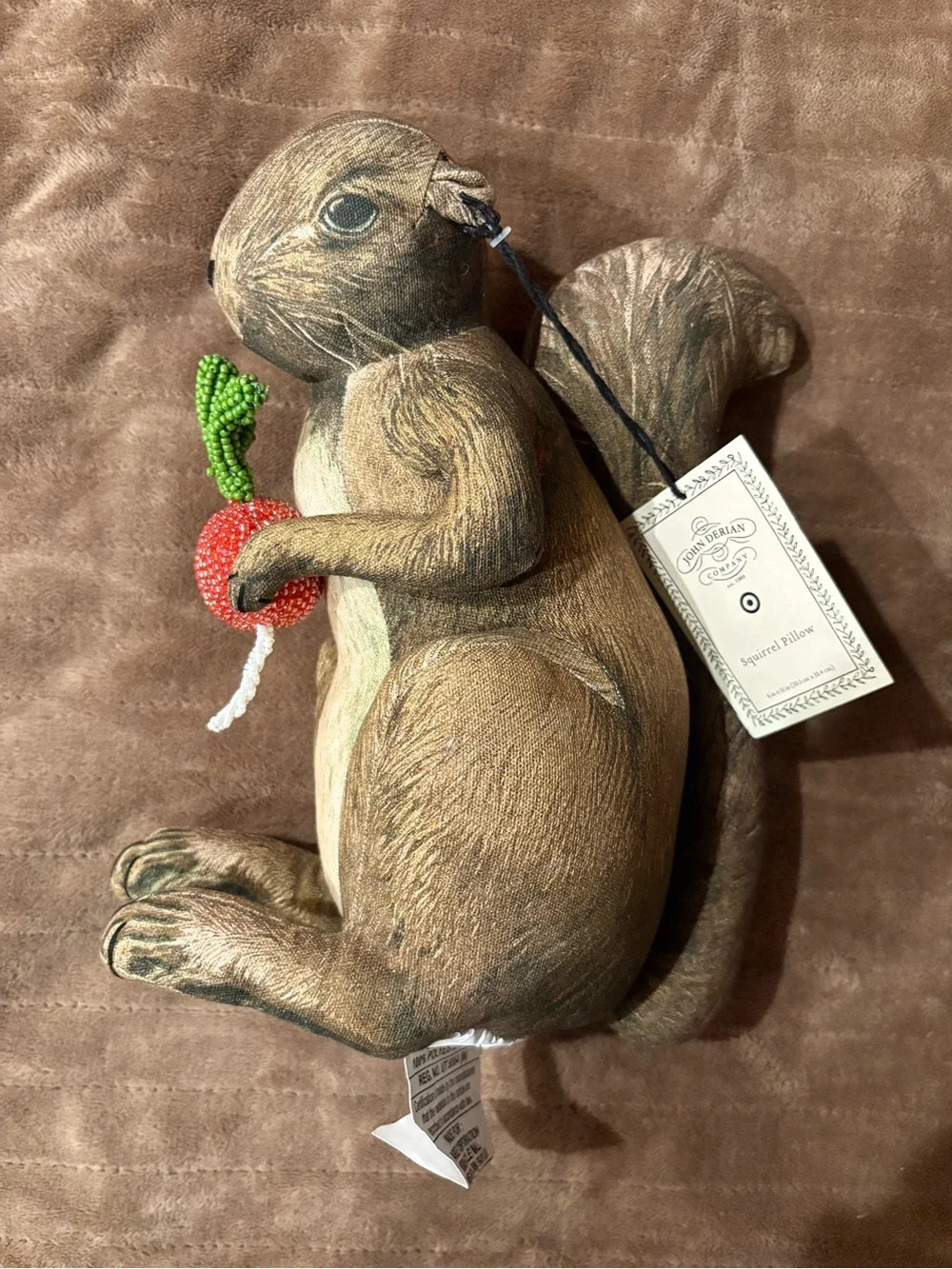Target John Derian Brown and Cream Squirrel pillow with Red Berry Accent